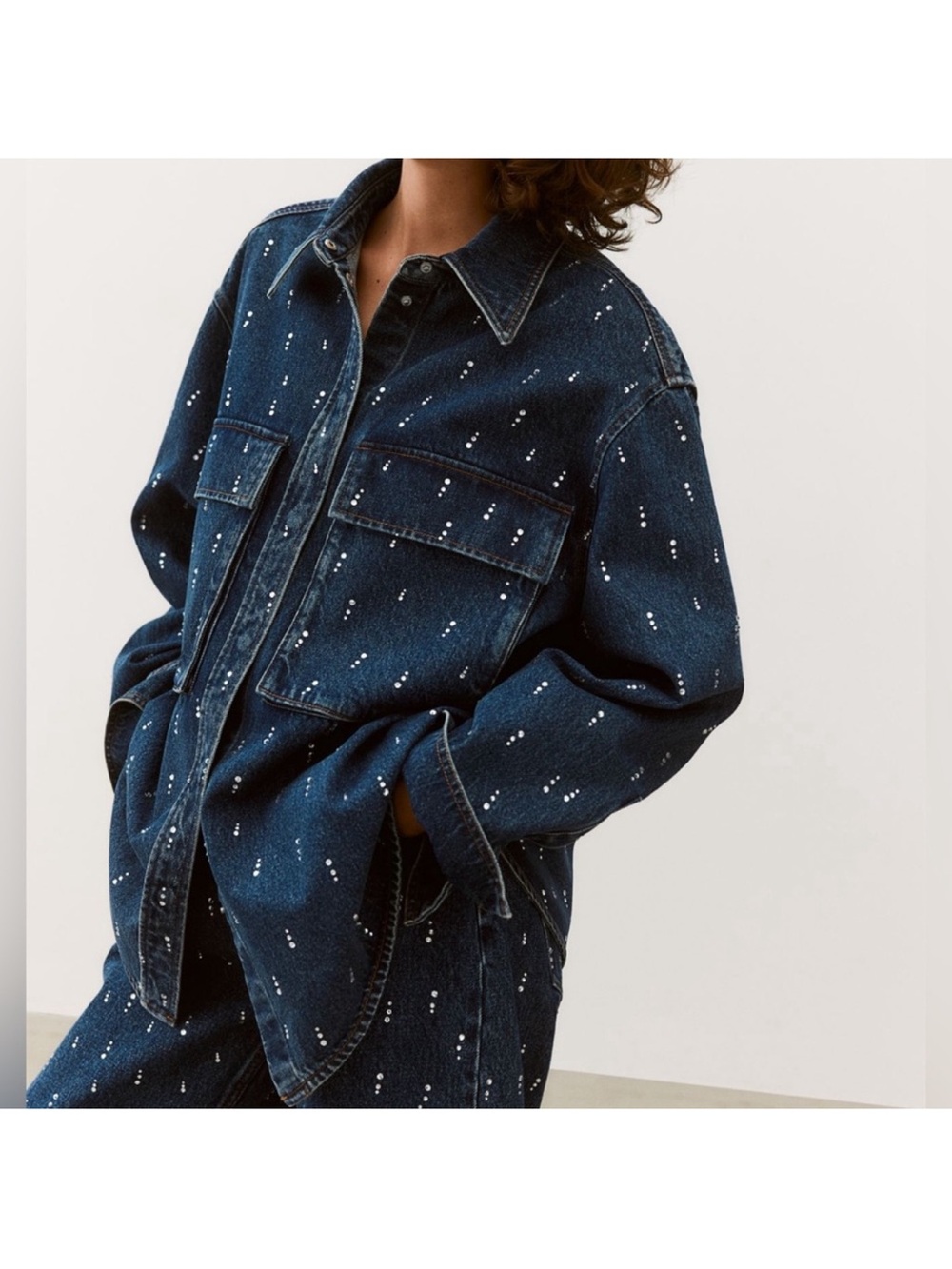 H&M Dark Blue Speckled Denim Jacket